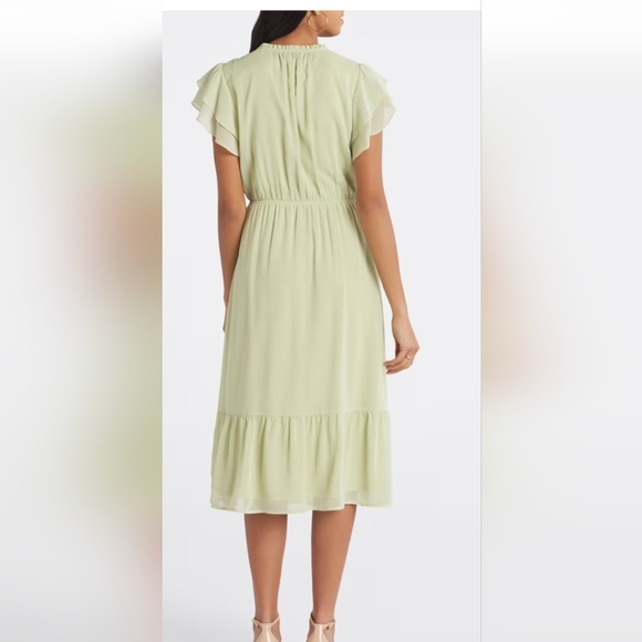 Les Serein Elegant Green Ruffle Sleeve Wedding Dress **NWOT** - Picture 9 of 10